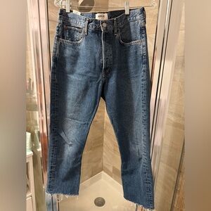 Agolde Riley Crop Straight Blue Jeans